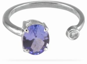 Moderate Blue Oval Shaped Tanzanite 1.59 Carats Women Ring