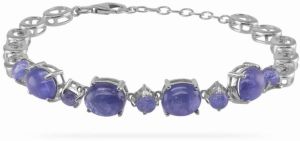 Moderate Violet Oval Cabochon Shaped 14.16 Carats Women Tanzanite Bracelet