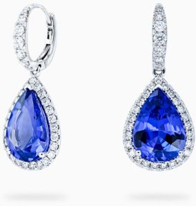 Violet Pear Shaped Tanzanite 9.11 Carats Women Earrings Dangling