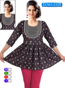 Ladies Cotton 3/4th Sleeve Printed Frock Short Kurti