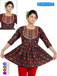 Ladies Cotton Blend Stylish Printed Frock Short Kurti