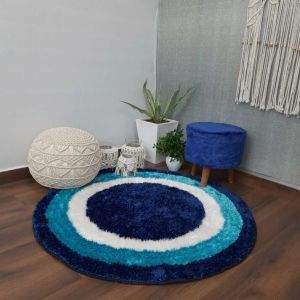 Multi Colour Soft Handmade Round Shaggy Carpet