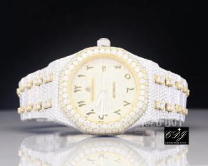 Arabic Dial Two Tone Modified VVS Moissanite Iced Out Diamond Watch
