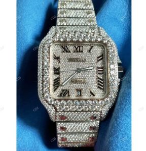 Fully Iced Out Hip Hop Customize Moissanite Studded Diamond Watch
