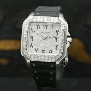 Men\'s  40mm Emerald Cut Diamond Wrist Watch