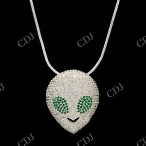 Men\'s Customized Alien Iced Out  Sterling Silver Pendant