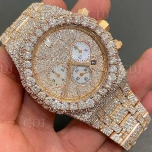 Round Fully Iced Out Moissanite Diamond Watch