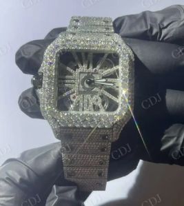Skeleton Fully Iced Out Moissanite Diamond Watch
