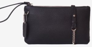 Ladies Designer Black Leather Pouch Purse