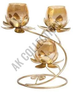 Golden 3 Lotus T Light Candle Holder