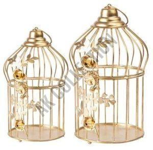 Metal Golden Decorative Bird Cage Set