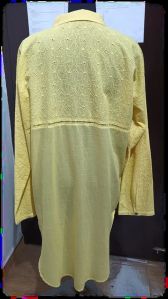 Ladies Cotton Yellow Shirt Dresses