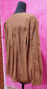 Ladies Brown Cotton Top
