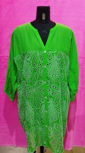 Cotton Straight Ladies Green Long Kurti