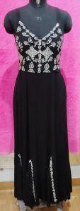 Ladies Black Viscose Party Wear Dress