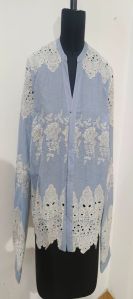 Ladies Blue And White Cotton Shirt