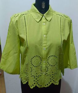 Ladies Cotton Green Shirt