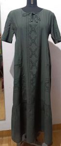 Ladies Gray Cotton Long Dress