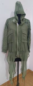 Ladies Green Fancy Cotton Jacket