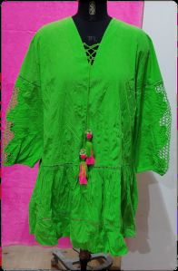 Ladies Green Woven Design Tunic