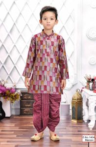 0-5 Years Boys Maroon Dhoti Kurta Set