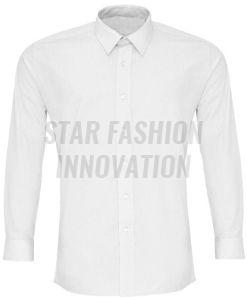 Mens Cotton Plain White Full Sleeve Shirt