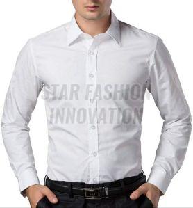 Mens Plain White Cotton Formal Shirt