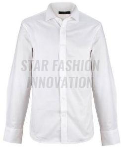 Mens Plain White Full Sleeves Cotton Shirt