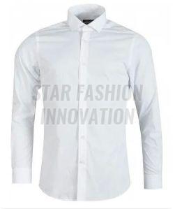 Mens Plain White Slim Fit Cotton Shirt