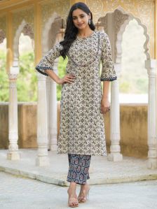 Ladies Cotton Kurti Palazzo Set