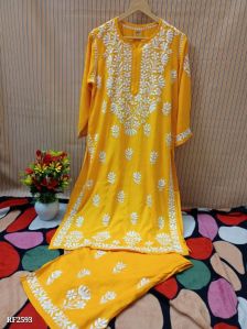 Handloom Premium Chikankari Kurti Plazo Set
