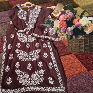 Hand Embroidery Chikankari Kurti Plazo Set