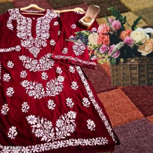 Hand Embroidery Chikankari Kurti Plazo Set