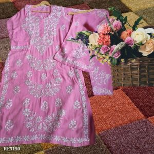 Hand Embroidery Chikankari Kurti Plazo Set