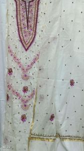 Unstitched Suit Set with Chikankari Dupatta