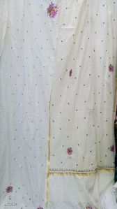 Unstitched Suit Set with Chikankari Dupatta