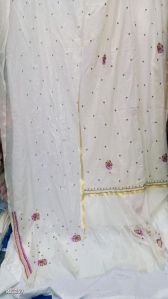 Unstitched Suit Set with Chikankari Dupatta