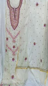 Unstitched Suit Set with Chikankari Dupatta