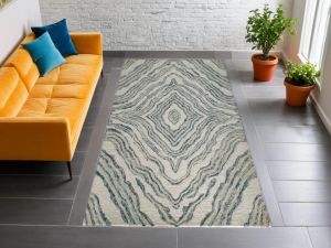 Abstract Hand Tufted Area Rug - Cream & Gray