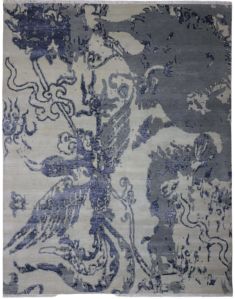 Vintage Wool & Viscose Hand Knotted Rug