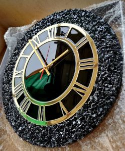 Black and Golden Roman Round Crystal Designer Wall Clock