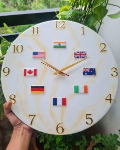 Country Flag Numeric Crystal Round Wall Clock