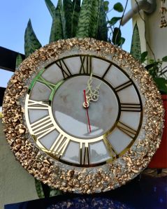 Golden Roman Crystal Round Wall Clock