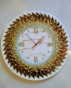 Yellow and White Roman Crystal Round Wall Clock