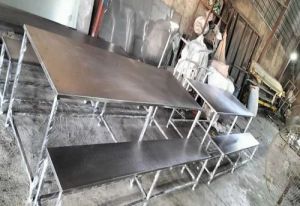 Polished Stainless Steel Canteen Table