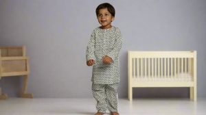 Boys Black Diamond Kurta Set