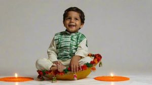 Boys Forest Green Tie-Dye Jacket with Kurta Pyjama Set