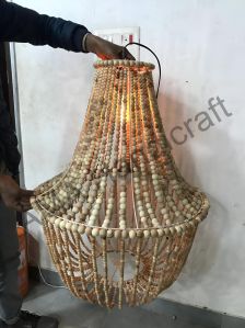 Cylindrical Wooden Bead Chandelier