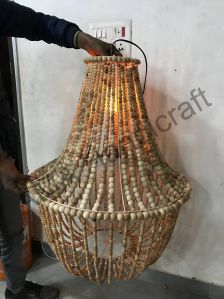 Cylindrical Wooden Bead Chandelier