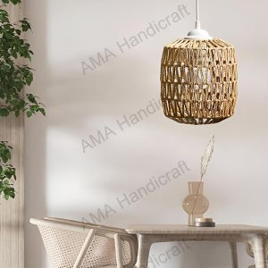 Cylindrical Jute Hanging Lamp
